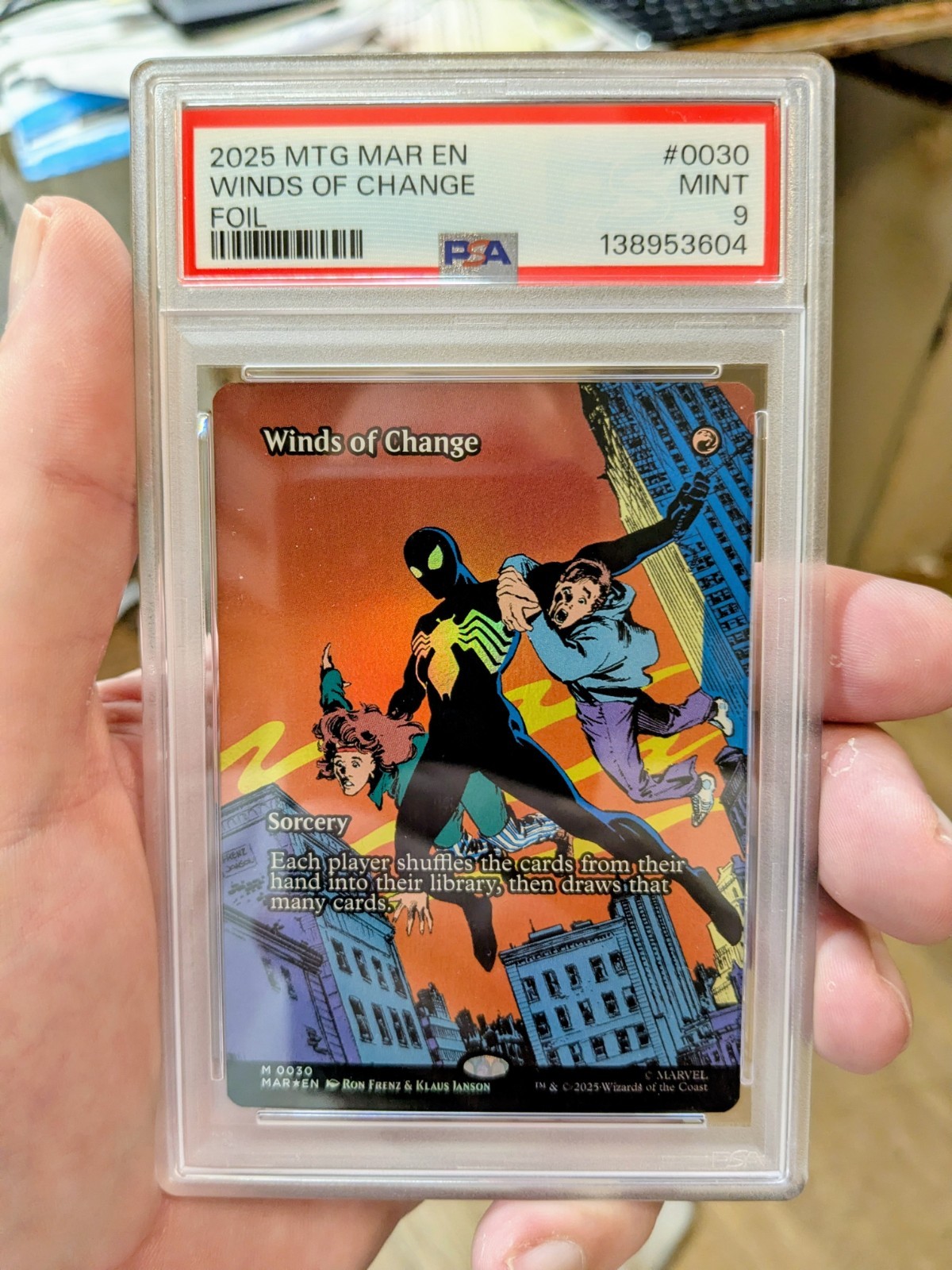 MTG MARVEL SPIDER-MAN FOIL Winds of Change PSA GRADE 9