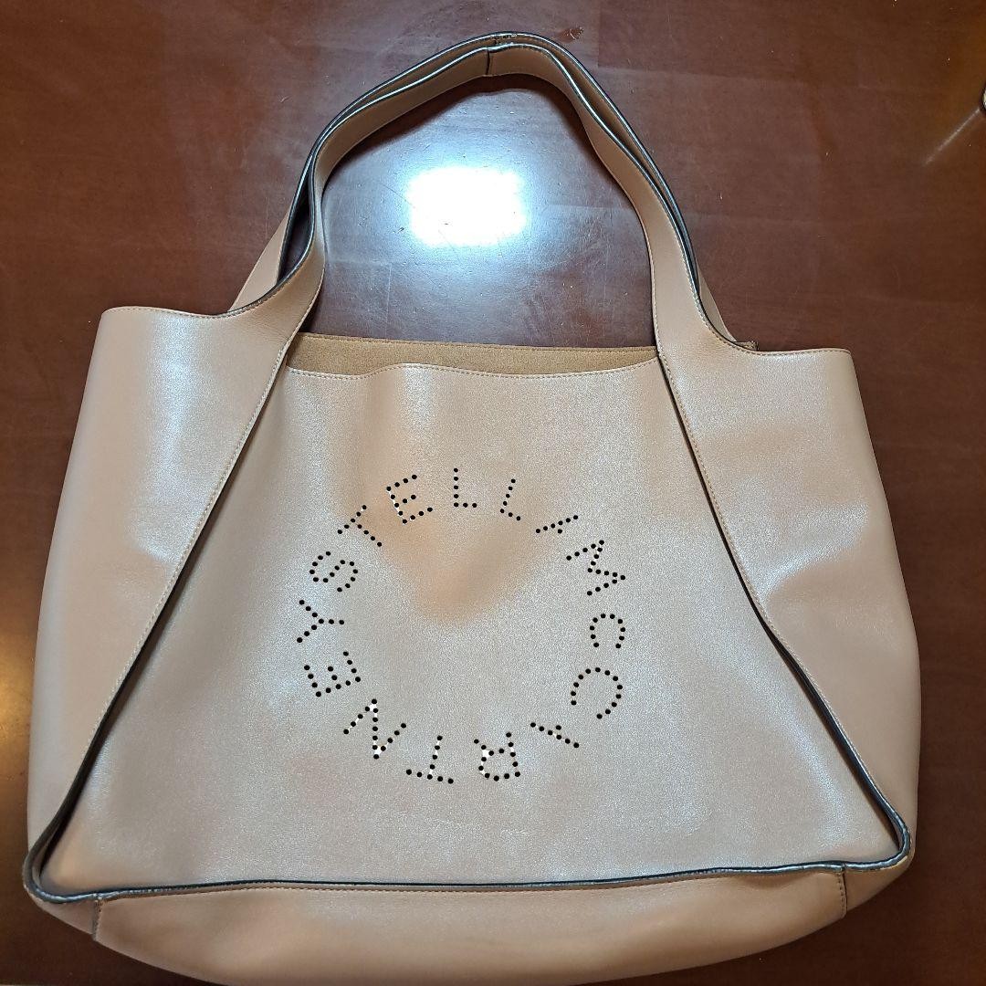 Stella McCartney Beige Logo Tote Bag Leather Women’s Authentic Used