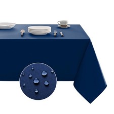 Table Cloth Rectangle Waterproof Spill-Proof Wrinkle-Free 52 x 70 Inch Navy Blue
