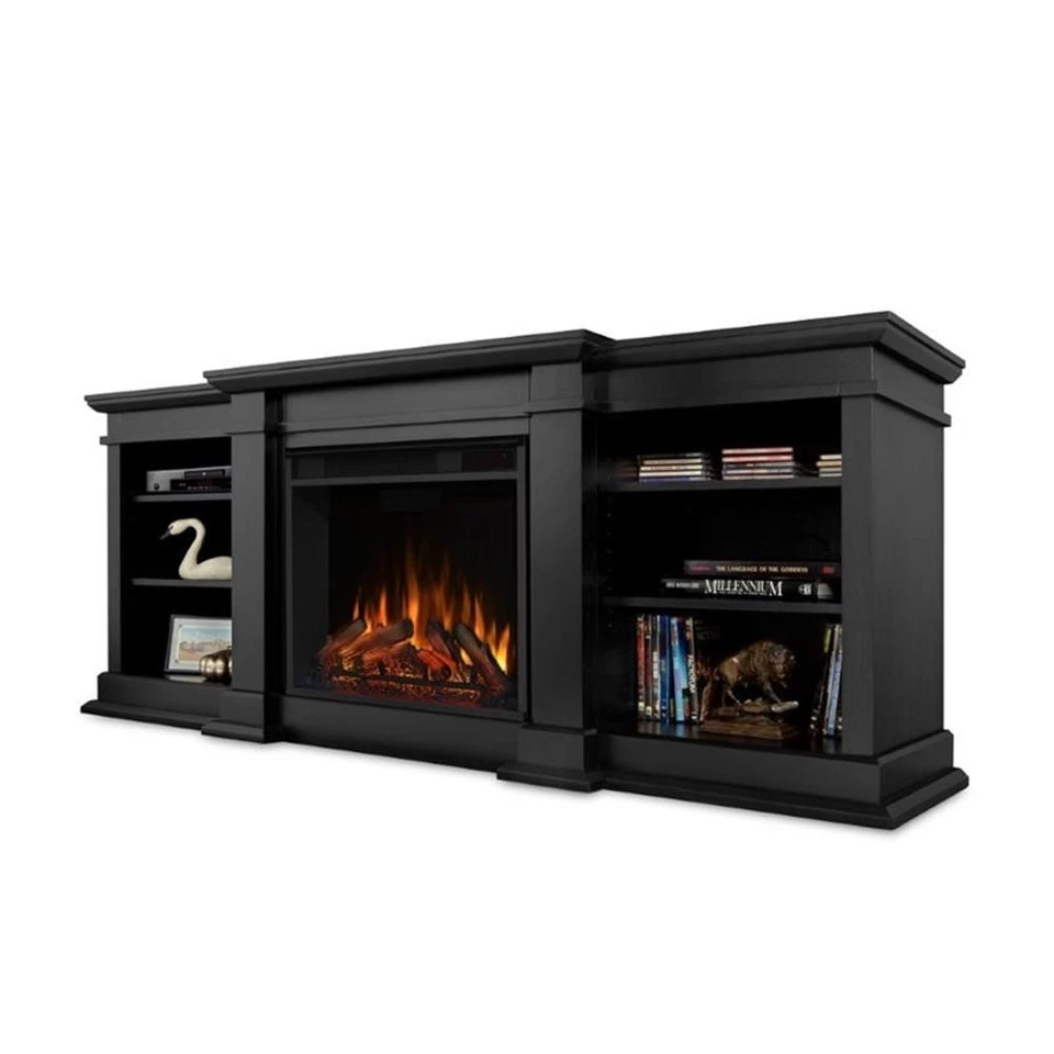 Real Flame Fresno Indoor TV Stand Electric Fireplace in Black - Image 3 of 4