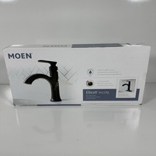 Moen Ellicott Single Handle Bathroom Sink Faucet, in Matte Black Finish