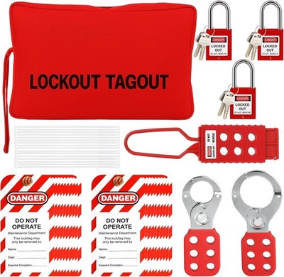 Lockout Tagout Kit Electrical Loto Group Lockout Hasps, Lockout Tags, Safety Pad