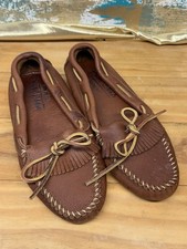EUC Minnetonka Tan Deerskin Leather Driving Moccasins Loafers Flats 9