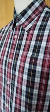 VTG MEDIUM BRUTUS TRIMFIT RED WHITE BURGUNDY YELLOW PLAID SHIRT PAUL WELLER MOD