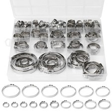 117PCS 16 Sizes Single Ear Hose Clamp, 304 Stainless Steel Ear Clamp Kit 5.3-48.