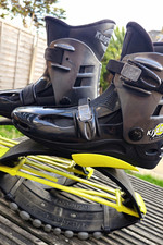 Kangoo Jumps Rebound Boots Pair Size S Black/Yellow Adjustable Gym Training