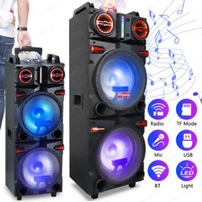 Dual 10" Woofer 9000W Bluetooth Speaker Rechargable For Party FM Karaok DJ AUX