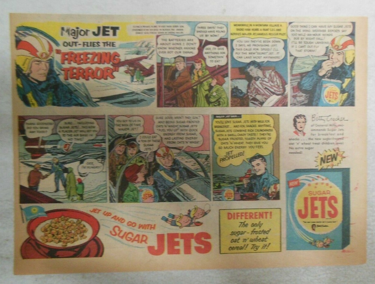 Sugar Jets Cereal Ad: Major Jet Outflies The Freezing Terror from 1950 ...