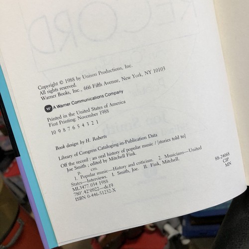 Vtg ‘88 Joe Smith Signed Book Off The Record - WB Capitol Records President - Picture 7 of 11