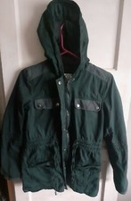 Junior Parka Style Hooded Jacket Dark Green Size 0- Rain Winter Coat Outdoors