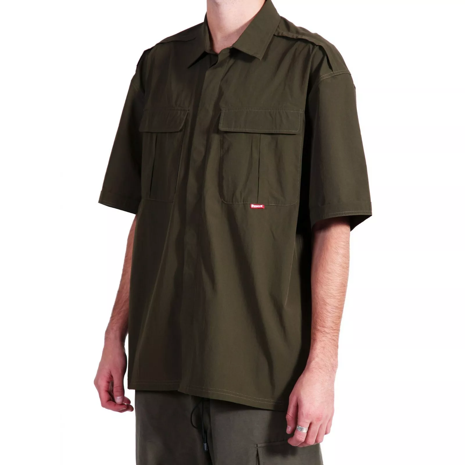 CHEMISE EN NYLON FUCT USA BDU OLIVE Aloha bouton Down Camp Shirt Supreme SSDD