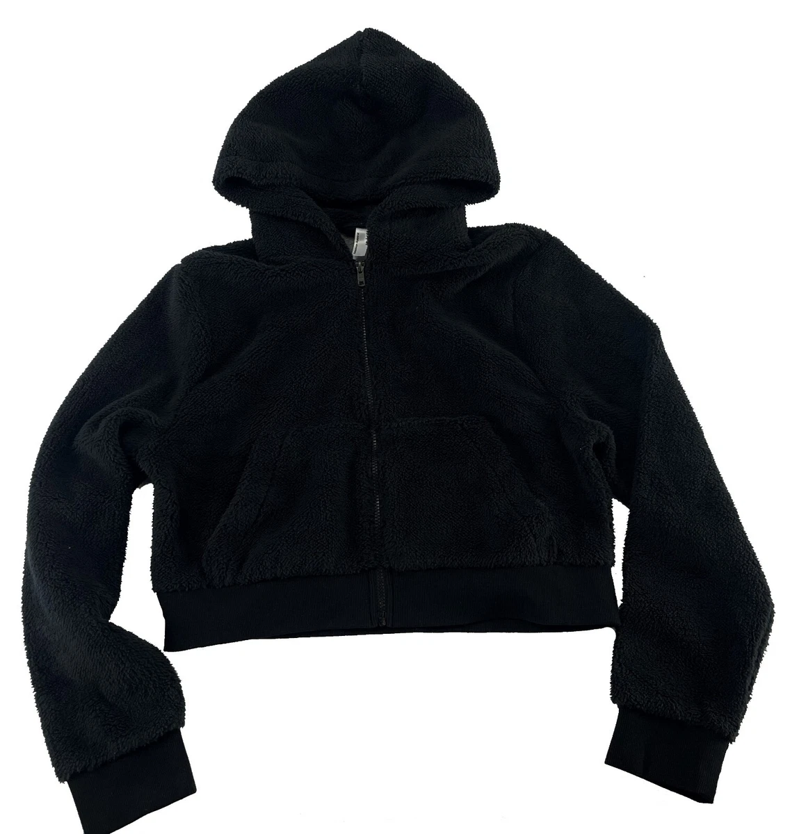 Women s Plush Cropped Hoodie Fluffy Full Zip Lined Hooded