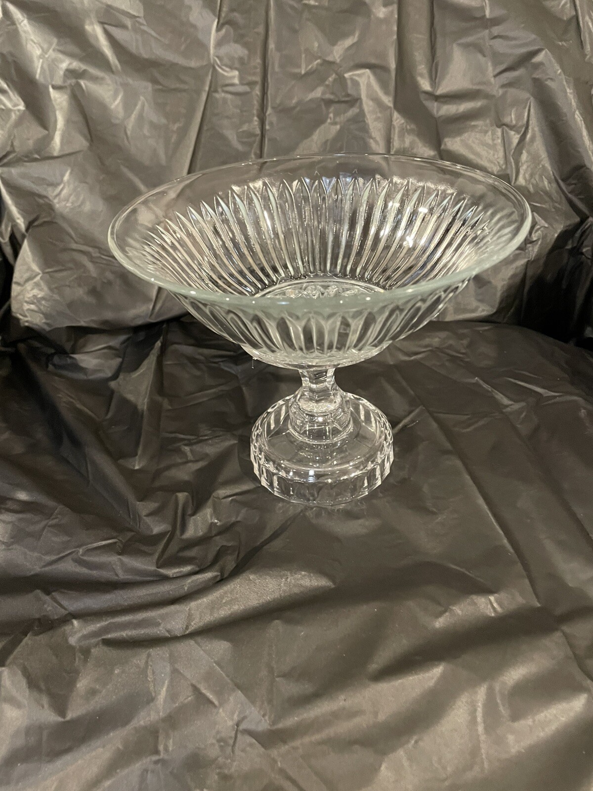 7-Inch Clear Pressed Glass Pedestal Compote Bowl - Decorative & Repurposed