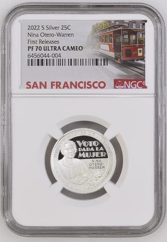 2022 S Nina Otero-Warren Silver Quarter, NGC PF 70UC, First Release
