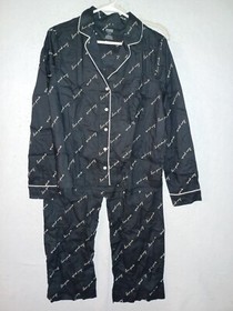 Victoria Secret PINK Lightweight Cotton Flannel Pajama PJ Set XS M L black logo