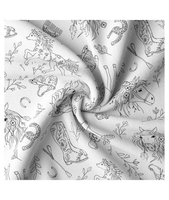 Soimoi Bleu Maillot De Coton En Tissu Cheval Et Dot Animal Tissu