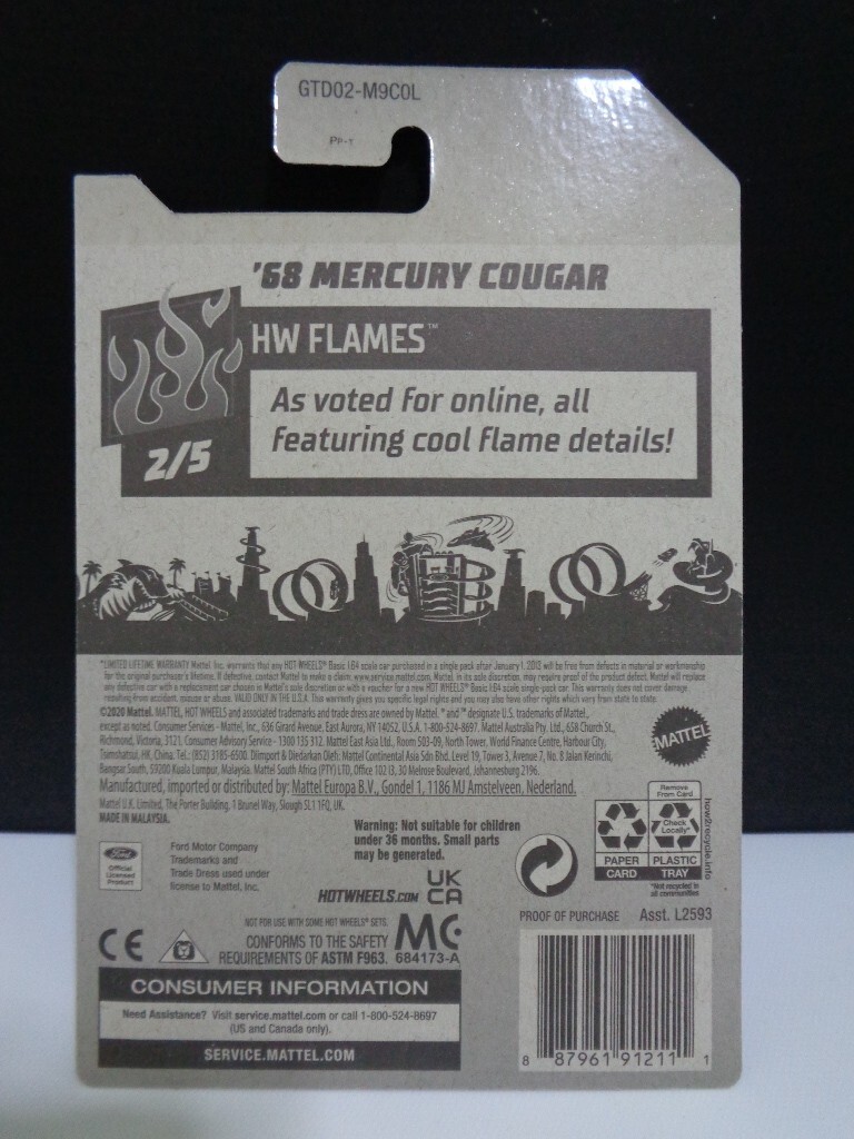 Hot Wheels 2021 Super Treasure Hunt '68 Mercury Cougar US Card STH