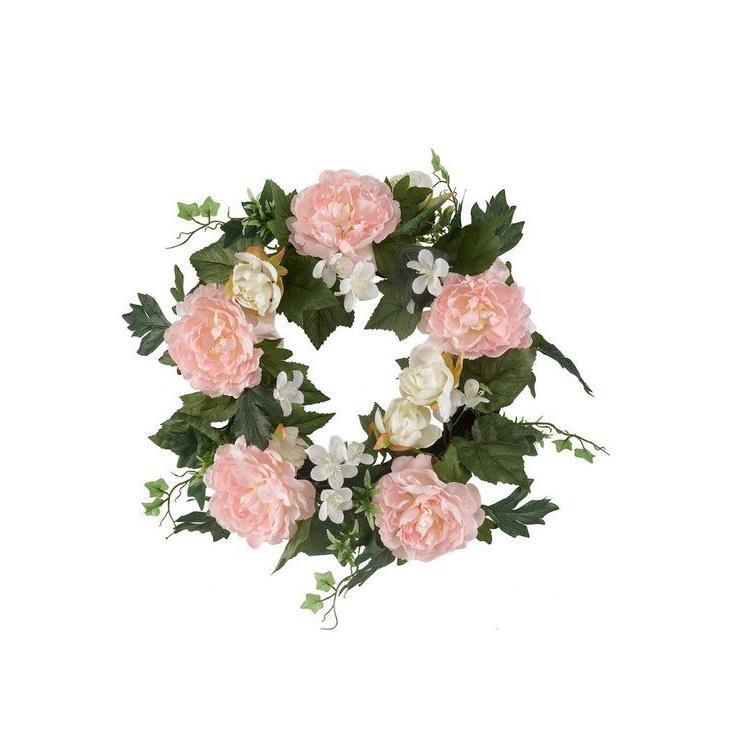 Artificial Flower Door Wreath Spring Pink Peony Ivy Hanging Home Garden Decor
