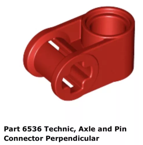 Lego 1x 6536 Red Technic, Axle and Pin Connector Perpendicular 8002