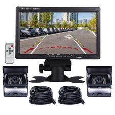 7" Quad Monitor IR Rear View Backup Reverse Camera 4Pin System For Truck RV Bus