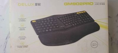 DELUX GM902PRO Wireless Ergonomic Split Keyboard w/ Backlit Keys Black Bluetooth