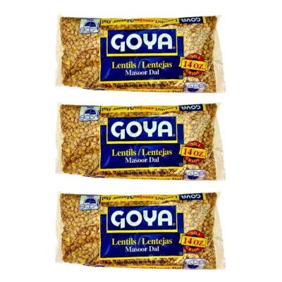 Bundle Of 3 Of Goya Lentils Lentejas Masoor Dal Each Bag Contains 10 Ounces