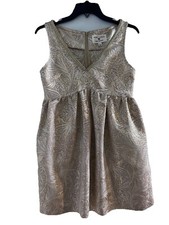 Designer Alice + Olivia x SCOOP Metallic Pockets Rhinestone Fit & Flare Dress XS