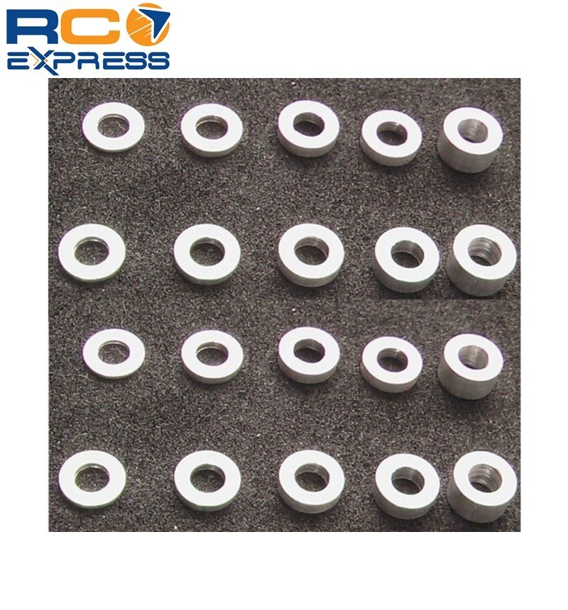 Kit Distanziali In Alluminio M3 (4 Pezzi) - Spessori 0.5, 1, 1.5, 2, 3 Mm - Hot Racing SPC3005