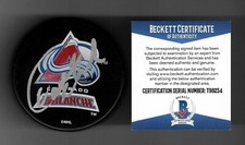 Owen Nolan Signed Colorado Avalanche Souvenir Puck Beckett COA