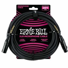 Ernie Ball 25ft Male/Female XLR Mic Cable, Black P06073