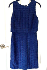 J Crew  Sheath Dress Eylelet Lace Overlay size 4 - royal blue EUC