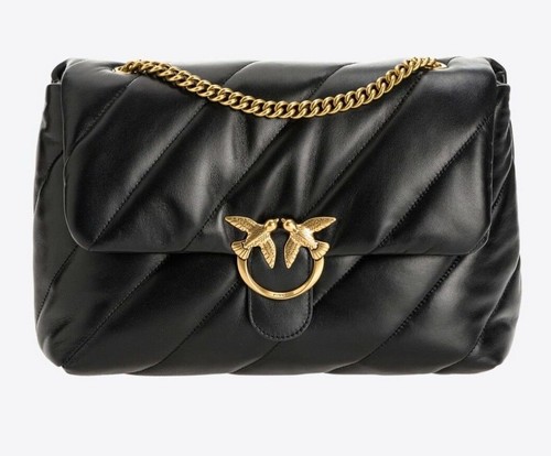 BORSA PINKO BIG LOVE BAG PUFF MAXI QUILT NERO 1P22JB DETTAGLI ORO | eBay