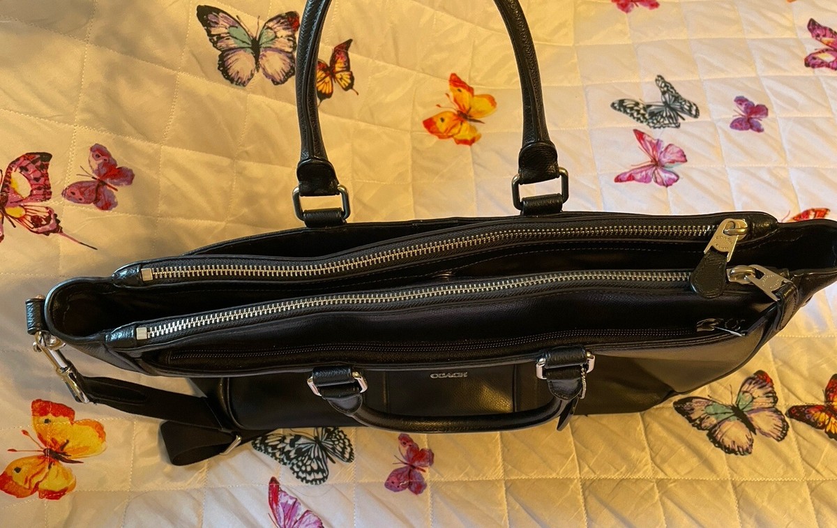 COACH Black Leather METROPOLITAN 71695 Briefbag Messenger Business