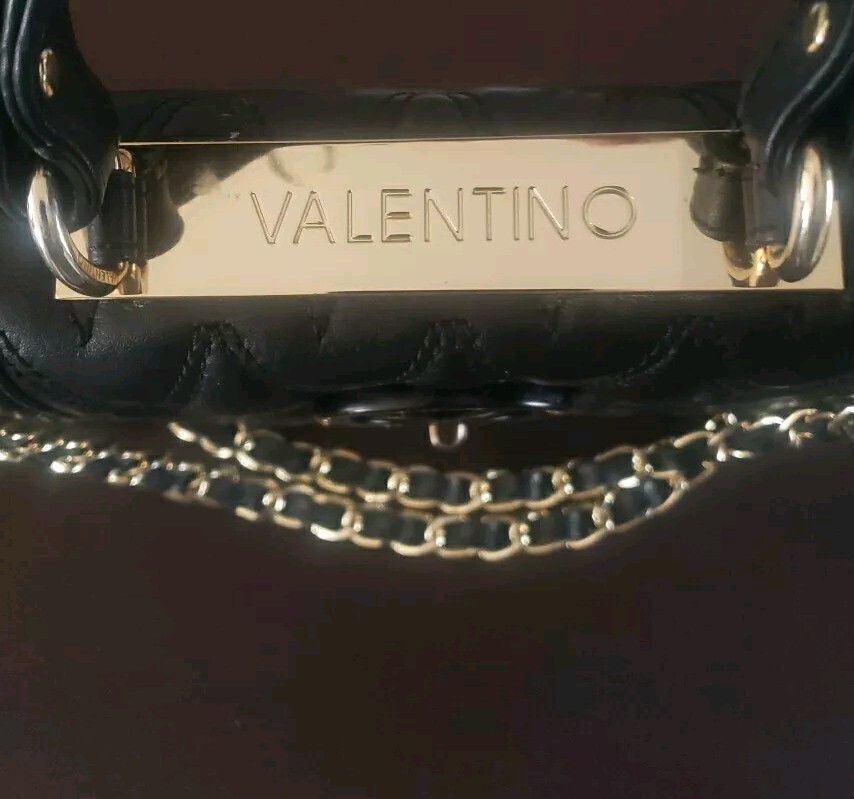 VALENTINO Beatriz Quilted Chain Leather Crossbody Convertible Black Bag