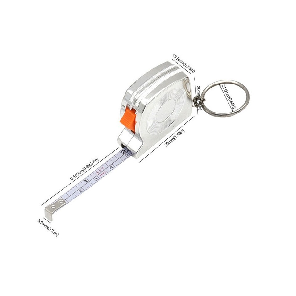 Compact Keychain Measure Tape with Dual sided Metric and Inch