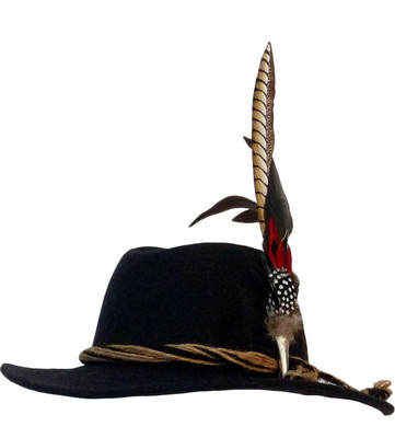 Country Hat Grey With Elegant Large Feather