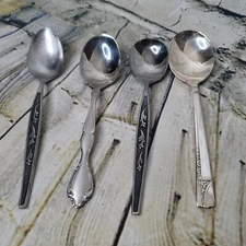 4 Assorted Spoons Silver Plate Silverware