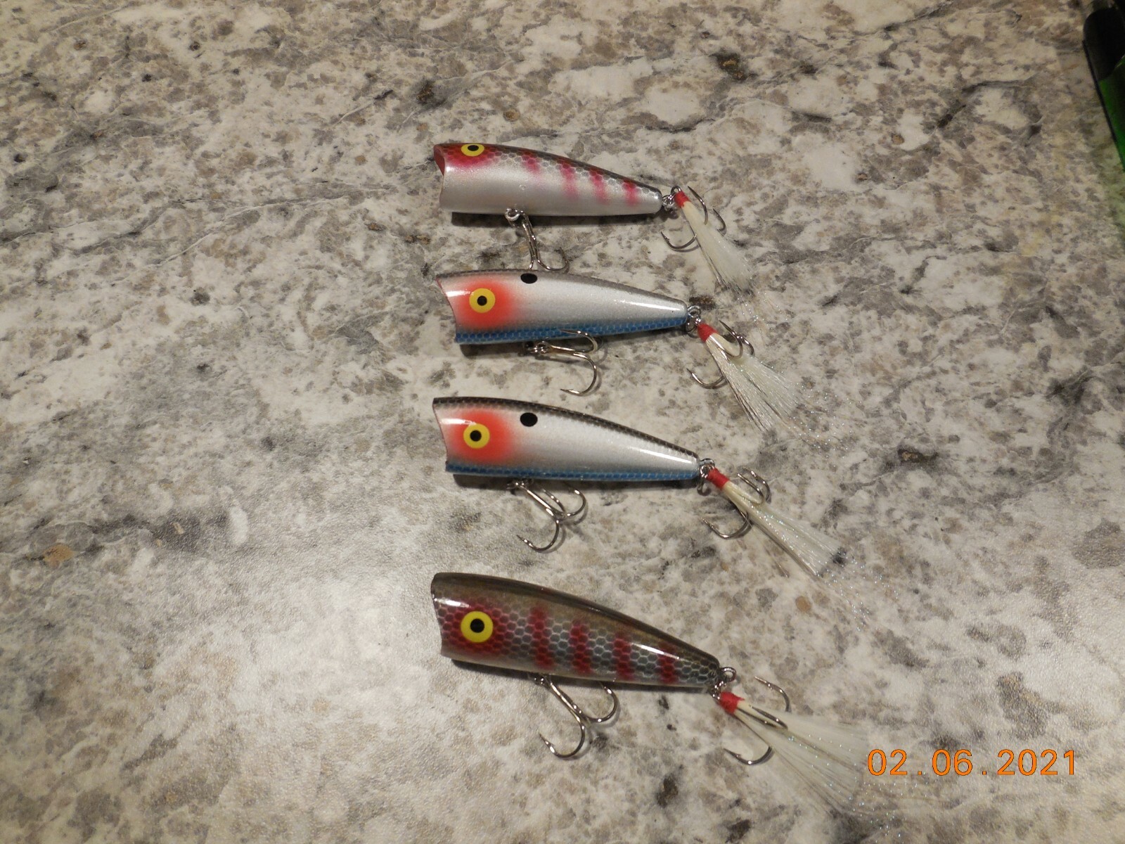 4 Rebel Pop R Plus Fishing Topwater Lures 1/4 oz G FINISH,,. - Image 1
