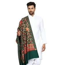 New Men's Kashmiri Aari Embroidered Wool Shawl Scarf Stole
