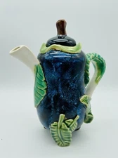 Majolica Coffee Pot Unique Art Pottery Glazed Water Jug Teapot