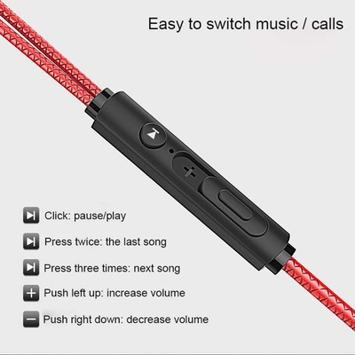 G5 In-Ear Gaming Earbuds With Mic - 3.5mm Stereo Headset For PC Phone Xbox One PS4 - Red