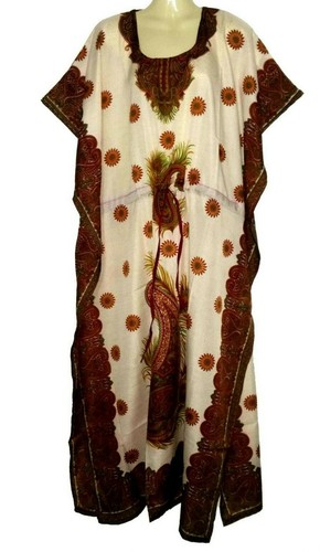 Robe Maxi Bohème Indienne - Style Kaftan, Kimono, Motif Ethnique, Coton, Taille Unique, Neuve Avec étiquettes