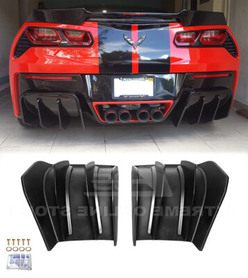 Rear Bumper Diffuser Fits 14-19 Corvette C7 Matte Black Track Style Performance