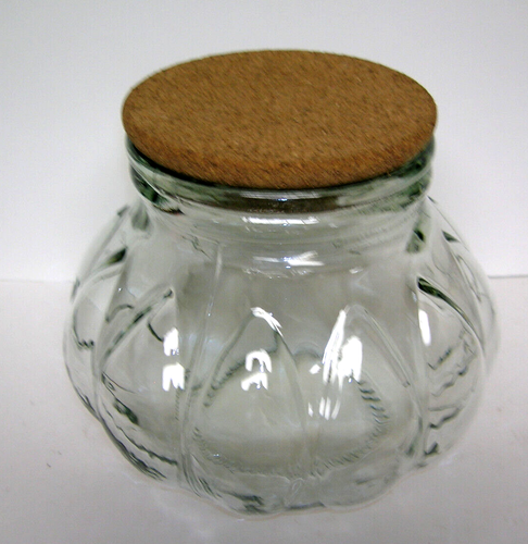 Italian Melon Pumpkin Shaped Apothecary Cookie Jar w/ Lg Cork Stopper 12 Sided - Picture 3 of 7