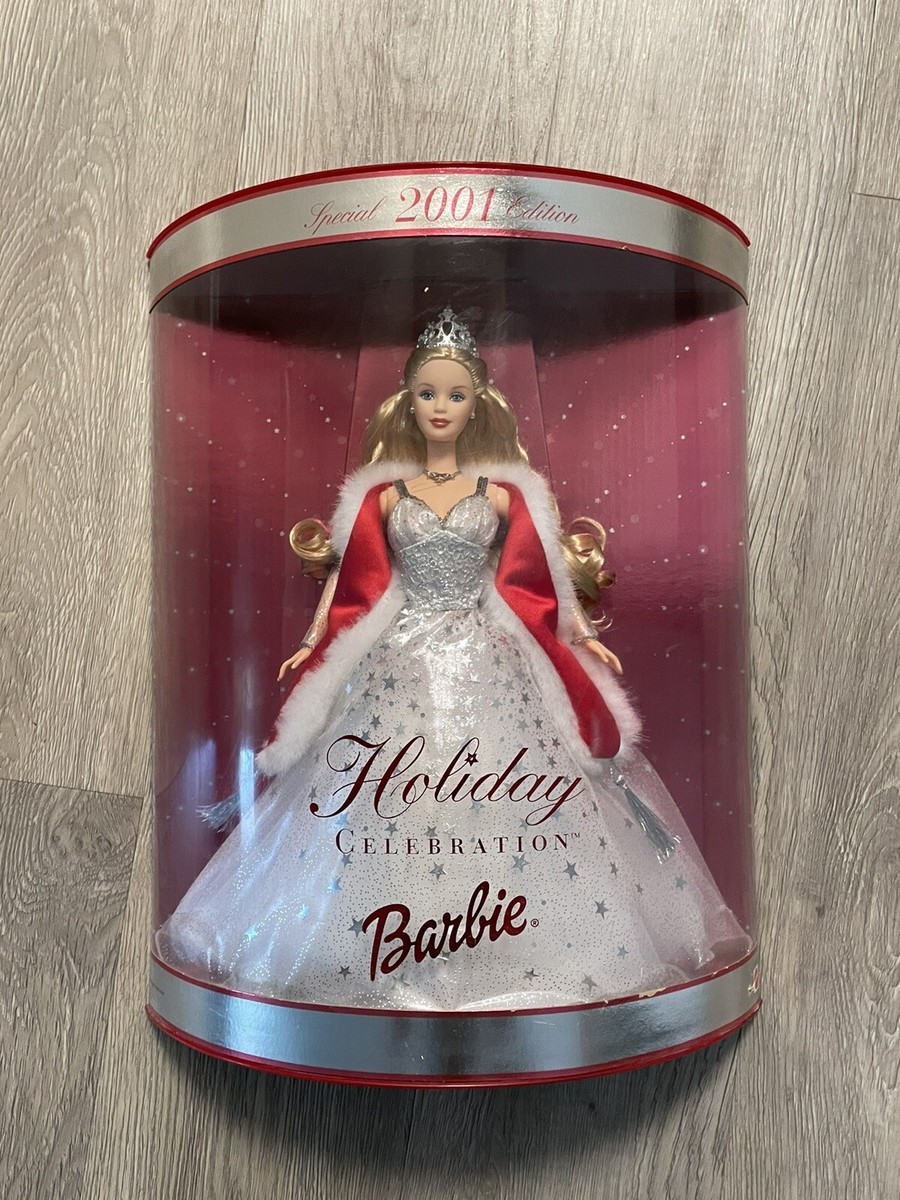 Barbie Doll 2001 Holiday Celebration Special Edition silver dress