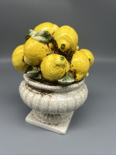 Ceramic Porcelain Lemon Vase Lemon Basket Handmade Vintage Mid Century Italy Art - Picture 1 of 14