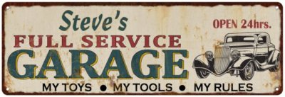 Steve's Full Service Garage Metal Sign Rusty Man Cave 106180047448