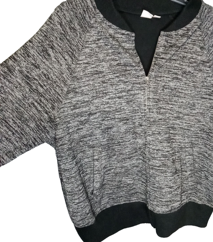 Gap Knit Bomber Jacket Womens Sz L Black Gray Casual Relaxed Zip-Up - Picture 8 of 15
