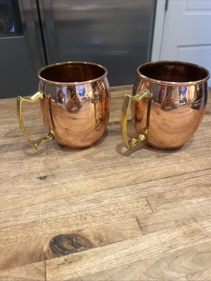 Винтажный A29 100% твердого меди Москва мул кружка чашка набор из 2 латунных ручек - Изображение 4 из 4