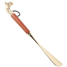 Long Shoe Horn Wooden And Brass With Horse Head Ergonomic Shoe Loom...